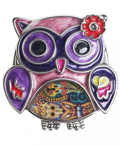 Enamel Flower OWl Gifts Cute Owl Brooch Pins for Women Fashion Jewelry Charms Purple $8.69 Brooches & Pins