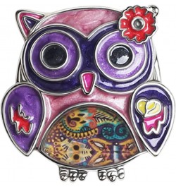 Enamel Flower OWl Gifts Cute Owl Brooch Pins for Women Fashion Jewelry Charms Purple $8.69 Brooches & Pins