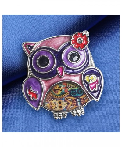 Enamel Flower OWl Gifts Cute Owl Brooch Pins for Women Fashion Jewelry Charms Purple $8.69 Brooches & Pins