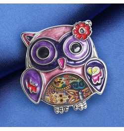 Enamel Flower OWl Gifts Cute Owl Brooch Pins for Women Fashion Jewelry Charms Purple $8.69 Brooches & Pins