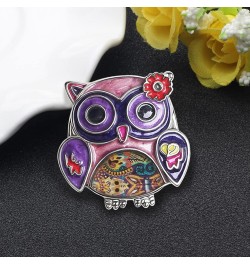 Enamel Flower OWl Gifts Cute Owl Brooch Pins for Women Fashion Jewelry Charms Purple $8.69 Brooches & Pins