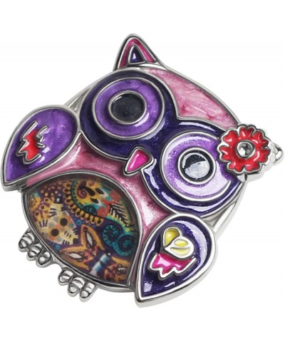 Enamel Flower OWl Gifts Cute Owl Brooch Pins for Women Fashion Jewelry Charms Purple $8.69 Brooches & Pins