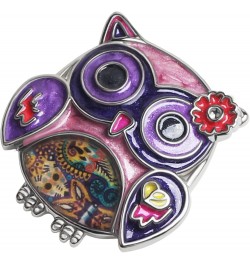 Enamel Flower OWl Gifts Cute Owl Brooch Pins for Women Fashion Jewelry Charms Purple $8.69 Brooches & Pins