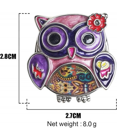 Enamel Flower OWl Gifts Cute Owl Brooch Pins for Women Fashion Jewelry Charms Purple $8.69 Brooches & Pins