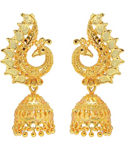 Traditional Indian Handcrafted Gold Plated Peacock Design Traditional Ethnic Jhumka Earrings Women (SJ_1945) $10.18 Earrings