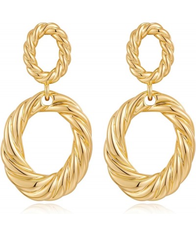 Gold Hoop Dangle Earrings Double Hoop Drop Earrings for Women Jewelry twisted $10.06 Earrings