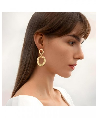 Gold Hoop Dangle Earrings Double Hoop Drop Earrings for Women Jewelry twisted $10.06 Earrings