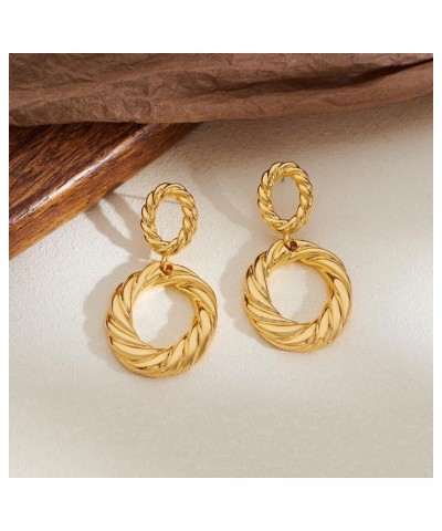 Gold Hoop Dangle Earrings Double Hoop Drop Earrings for Women Jewelry twisted $10.06 Earrings