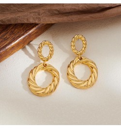 Gold Hoop Dangle Earrings Double Hoop Drop Earrings for Women Jewelry twisted $10.06 Earrings