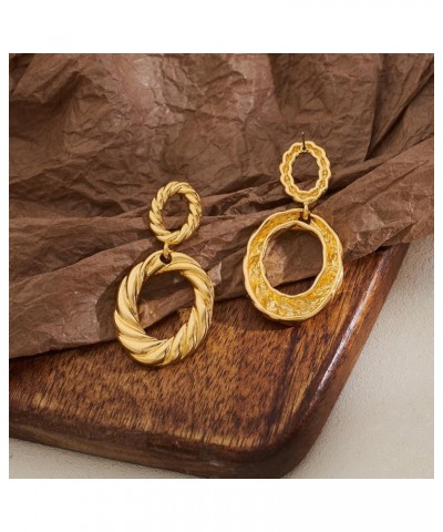 Gold Hoop Dangle Earrings Double Hoop Drop Earrings for Women Jewelry twisted $10.06 Earrings