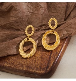 Gold Hoop Dangle Earrings Double Hoop Drop Earrings for Women Jewelry twisted $10.06 Earrings