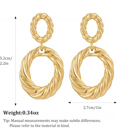 Gold Hoop Dangle Earrings Double Hoop Drop Earrings for Women Jewelry twisted $10.06 Earrings