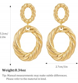 Gold Hoop Dangle Earrings Double Hoop Drop Earrings for Women Jewelry twisted $10.06 Earrings