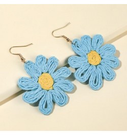 Flower Rattan Earrings Summer Boho Raffia Sunflower Dangle Earrings for Women Girls Handmade Lightweight Dasily Straw Wicker ...