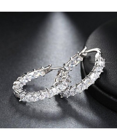 Elegant 14 Gold and Rose Gold Platinum Plated White Cubic Zirconia Hoop Earrings/Loop Earrings for Girls and Woman Silver $12...