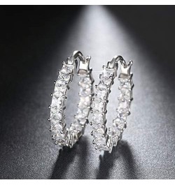 Elegant 14 Gold and Rose Gold Platinum Plated White Cubic Zirconia Hoop Earrings/Loop Earrings for Girls and Woman Silver $12...