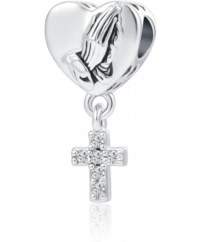 Religious Cross Charm Bible Christian Love Heart Dangle Bead for Women Grandma Mom Bracelets (Cross Heart) Cross Heart $7.41 ...