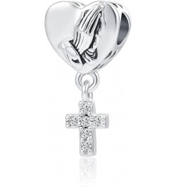 Religious Cross Charm Bible Christian Love Heart Dangle Bead for Women Grandma Mom Bracelets (Cross Heart) Cross Heart $7.41 ...