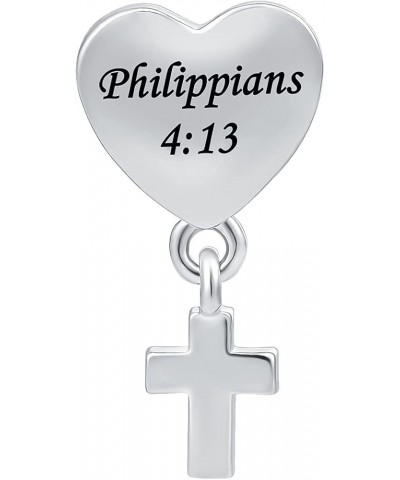 Religious Cross Charm Bible Christian Love Heart Dangle Bead for Women Grandma Mom Bracelets (Cross Heart) Cross Heart $7.41 ...