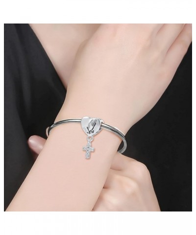 Religious Cross Charm Bible Christian Love Heart Dangle Bead for Women Grandma Mom Bracelets (Cross Heart) Cross Heart $7.41 ...