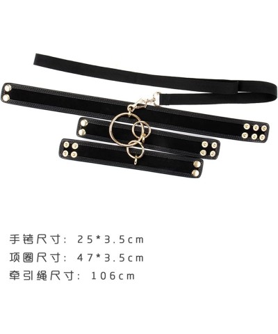 Gothic Punk Cool PU Leather Collar Link Chain Leash Choker Adjustable Metal Chain Detachable Cosplay Couple Jewelry black $9....