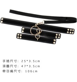 Gothic Punk Cool PU Leather Collar Link Chain Leash Choker Adjustable Metal Chain Detachable Cosplay Couple Jewelry black $9....