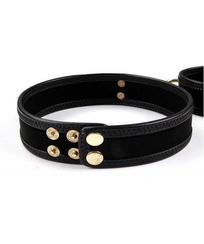 Gothic Punk Cool PU Leather Collar Link Chain Leash Choker Adjustable Metal Chain Detachable Cosplay Couple Jewelry black $9....