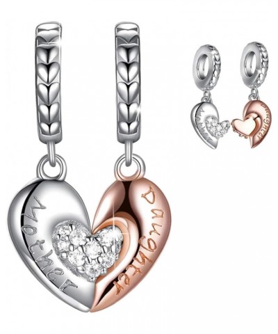 Mom Mother Daughter Heart Love Charms Dangle Charm Bead Set Fit Bracelet for European Snake Chain 925 sterling silver Pendant...