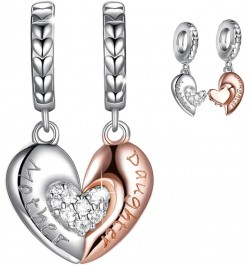 Mom Mother Daughter Heart Love Charms Dangle Charm Bead Set Fit Bracelet for European Snake Chain 925 sterling silver Pendant...