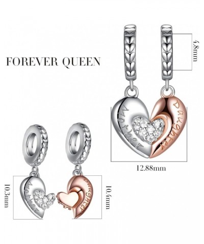 Mom Mother Daughter Heart Love Charms Dangle Charm Bead Set Fit Bracelet for European Snake Chain 925 sterling silver Pendant...