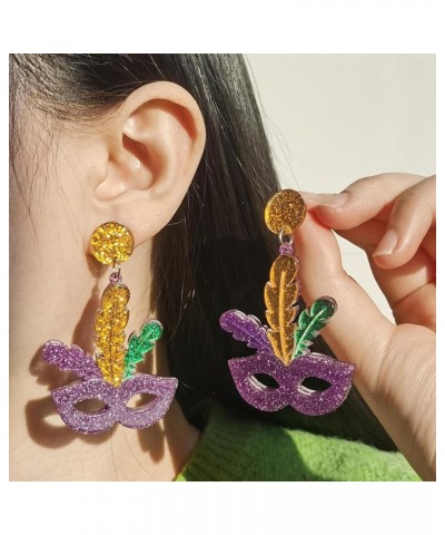 Mardi Gras Dangle Earrings for Women Hat Drop Earrings for Girls Lightweight Layer Leaf Dangle Earrings for Holiday Mardi Gra...