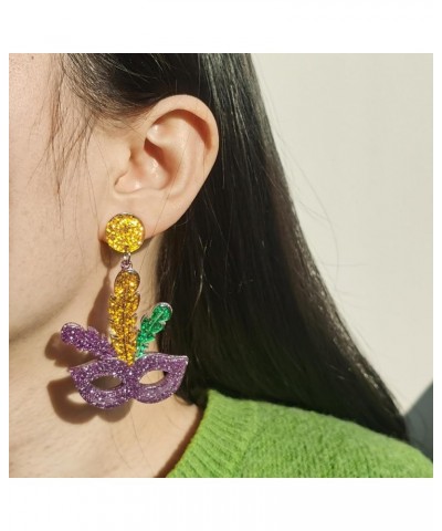 Mardi Gras Dangle Earrings for Women Hat Drop Earrings for Girls Lightweight Layer Leaf Dangle Earrings for Holiday Mardi Gra...