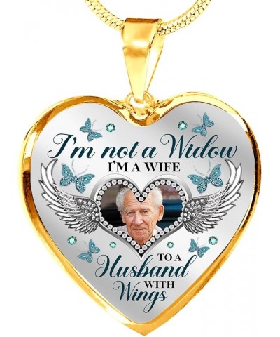 Personalized Photo I'm Not A Widow I'm A Wife to A Husband with Wings Heart Pendant Necklace - Bangle Heart Luxury Necklace (...