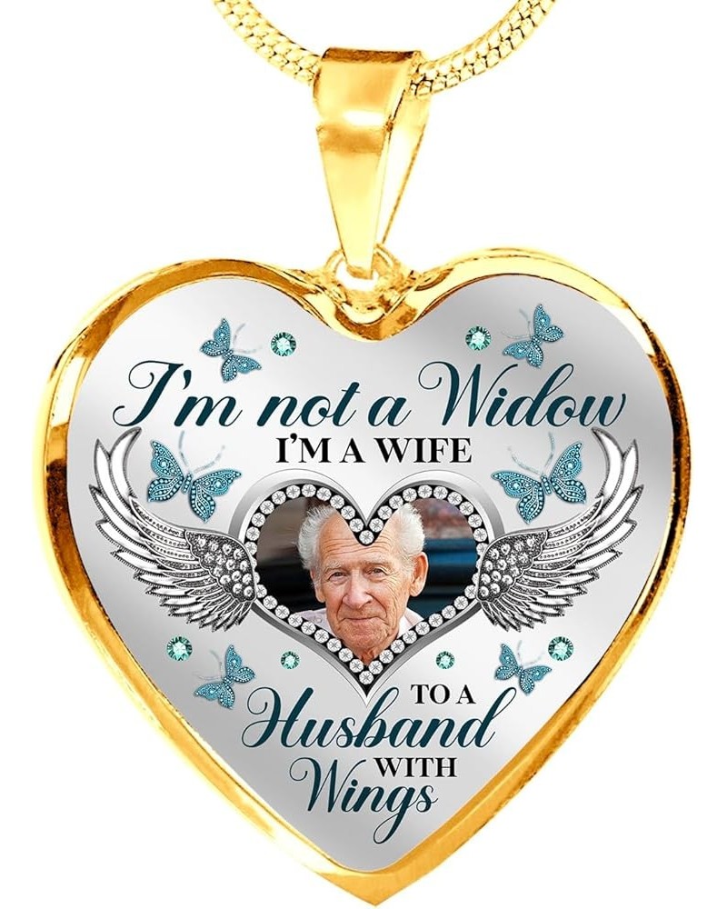 Personalized Photo I'm Not A Widow I'm A Wife to A Husband with Wings Heart Pendant Necklace - Bangle Heart Luxury Necklace (...