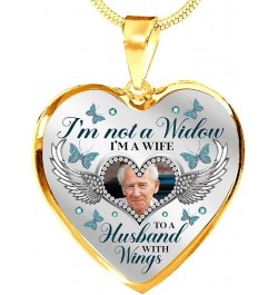 Personalized Photo I'm Not A Widow I'm A Wife to A Husband with Wings Heart Pendant Necklace - Bangle Heart Luxury Necklace (...