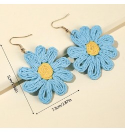 Flower Rattan Earrings Summer Boho Raffia Sunflower Dangle Earrings for Women Girls Handmade Lightweight Dasily Straw Wicker ...