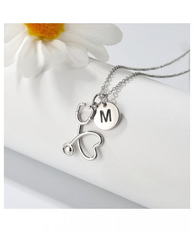 Nurse Gifts for Women, S925 Sterling Silver Initial Stethoscope Necklace for Nurse Medical Assistant RN Gifts Nurse Week Gift...