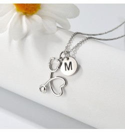 Nurse Gifts for Women, S925 Sterling Silver Initial Stethoscope Necklace for Nurse Medical Assistant RN Gifts Nurse Week Gift...