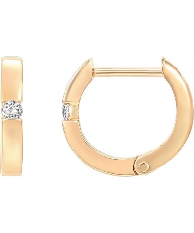 14K Gold Plated Sterling Silver Post Cubic Zirconia Huggie Earrings | Small Round Huggie Stud Fashion Hoop Earrings for Women...