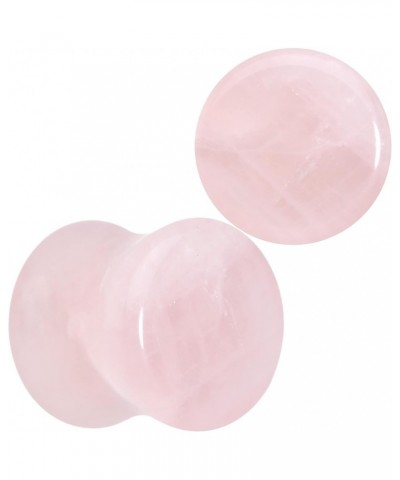 Womens 2Pc Pink Rose Quartz Stone Double Flare Plug Earring Ear Plug Gauges Set of 2 10mm (00 Gauge) $9.34 Body Jewelry