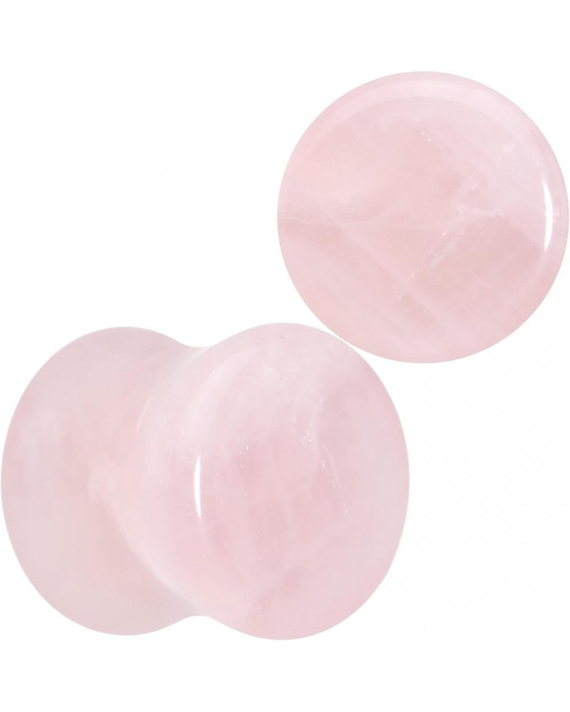 Womens 2Pc Pink Rose Quartz Stone Double Flare Plug Earring Ear Plug Gauges Set of 2 10mm (00 Gauge) $9.34 Body Jewelry