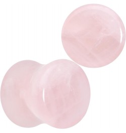 Womens 2Pc Pink Rose Quartz Stone Double Flare Plug Earring Ear Plug Gauges Set of 2 10mm (00 Gauge) $9.34 Body Jewelry