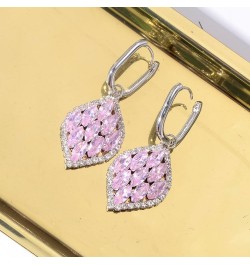 CZ Bridal Drop Leverback Huggie Dangle Earrings - Square Diamond Shape Wedding Rhinestone Drop Earrings Women's Sparkling CZ ...