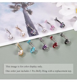 14G Surgical Steel Belly Button Rings for Women Girls Cubic Zirconia Navel Rings Belly Curved Barbell Belly Piercing Jewelry ...