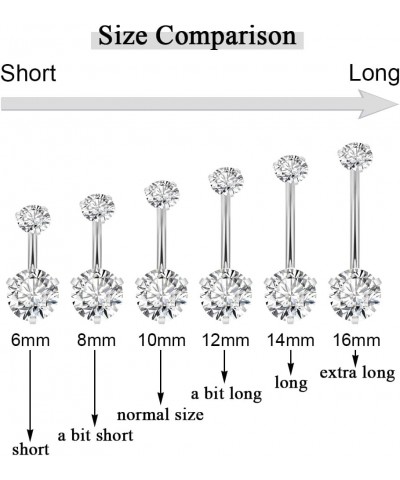 14G Surgical Steel Belly Button Rings for Women Girls Cubic Zirconia Navel Rings Belly Curved Barbell Belly Piercing Jewelry ...