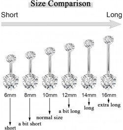 14G Surgical Steel Belly Button Rings for Women Girls Cubic Zirconia Navel Rings Belly Curved Barbell Belly Piercing Jewelry ...