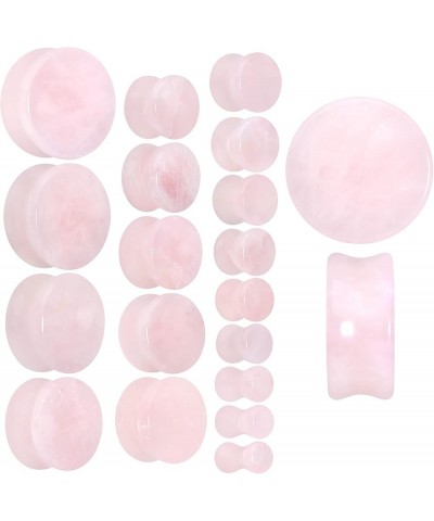 Womens 2Pc Pink Rose Quartz Stone Double Flare Plug Earring Ear Plug Gauges Set of 2 10mm (00 Gauge) $9.34 Body Jewelry