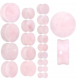 Womens 2Pc Pink Rose Quartz Stone Double Flare Plug Earring Ear Plug Gauges Set of 2 10mm (00 Gauge) $9.34 Body Jewelry