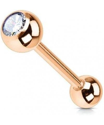 14 Gauge Barbell Tongue Ring Anodized Rose Gold Titanium with Jewel $9.45 Body Jewelry