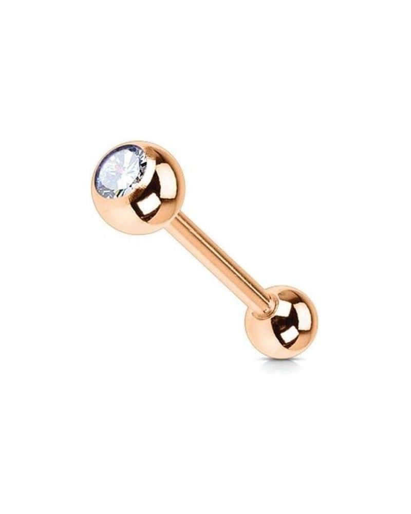 14 Gauge Barbell Tongue Ring Anodized Rose Gold Titanium with Jewel $9.45 Body Jewelry